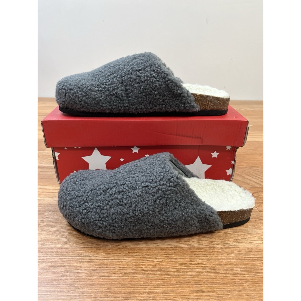 Dream‎ Pairs Women's Faux Sherpa Cork Indoor/Outdoor Slippers Grey Size 9 NEW